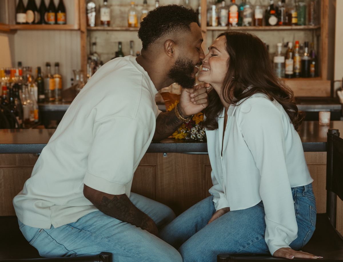 Couple poses at Siti, Southeast Asian restaurant, located inside Frances Modern Inn.